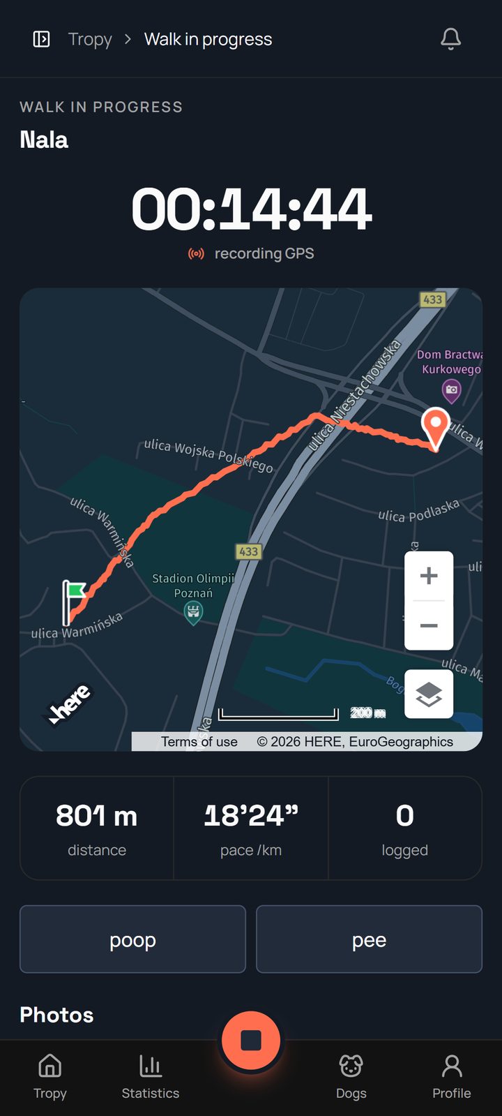 How do you record a walk with the phone in your pocket?